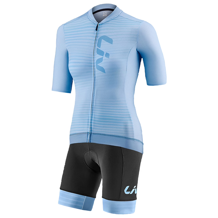 2023 Cycling Jersey Women Liv Light Blue Short Sleeve and salopette